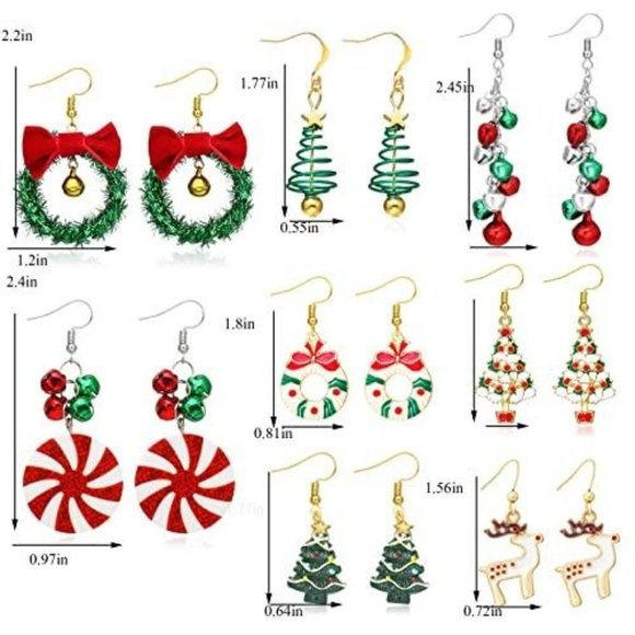 8 Pairs Christmas Earrings for Women - Picture 3 of 6